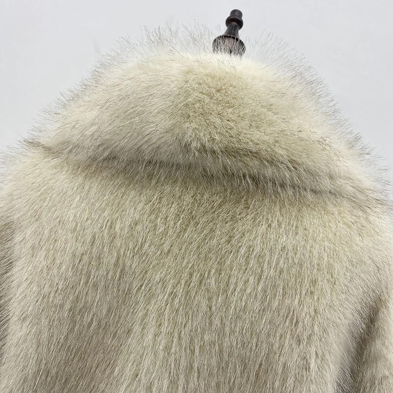 Cream Mink Faux Fur Coat