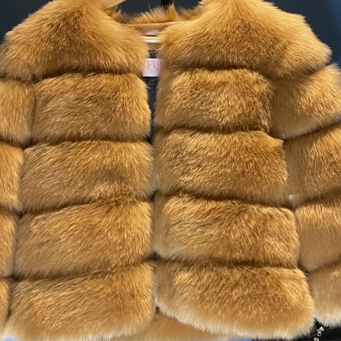 Caramel Faux Fur Coa85