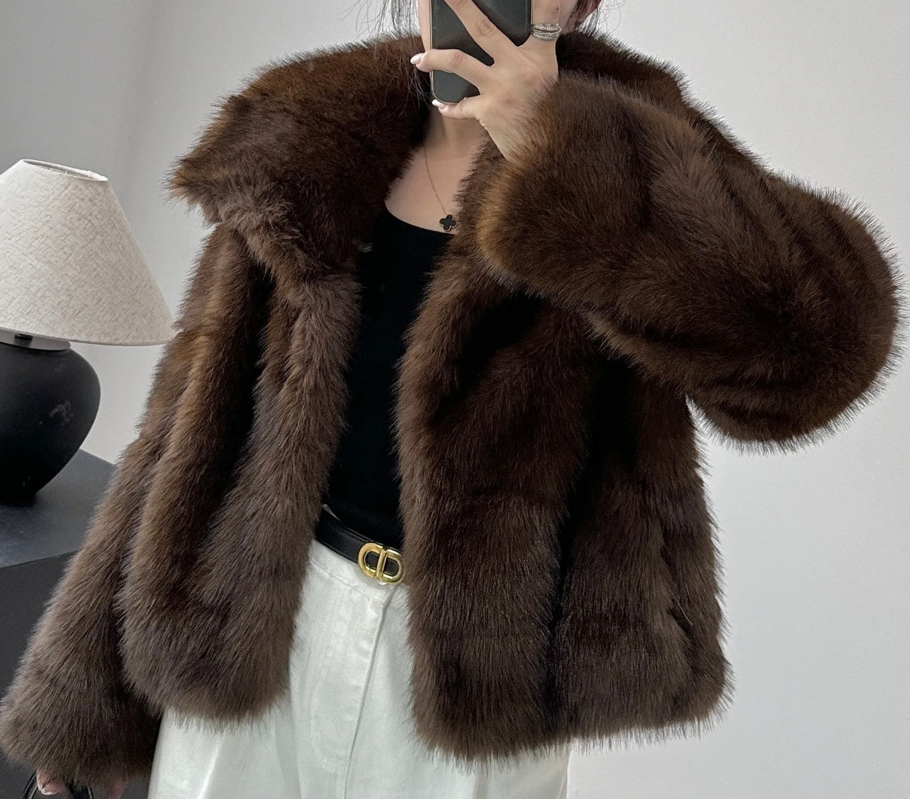 Brown Faux Fur Coat