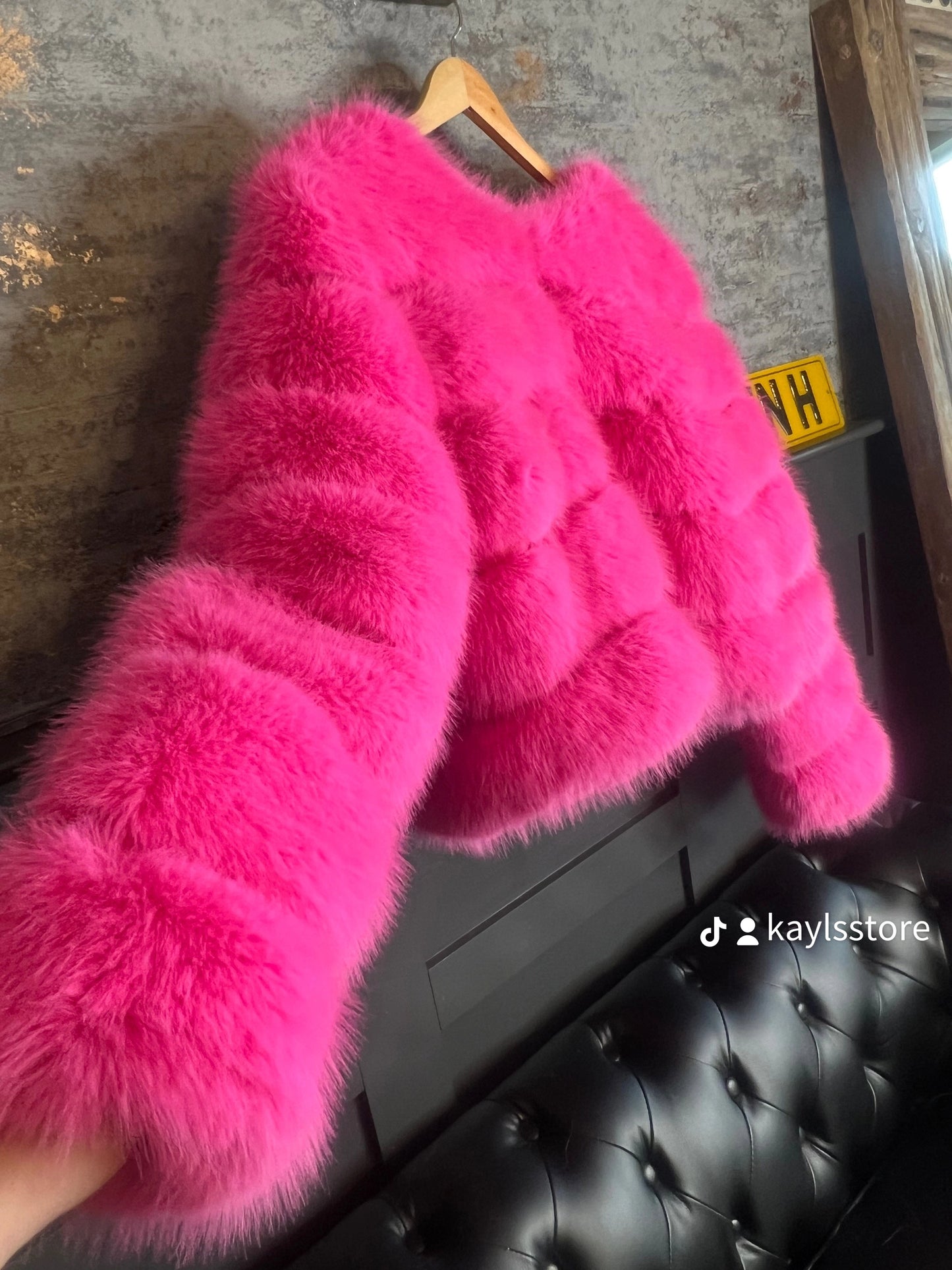 Hot Pink Faux Fur Coat