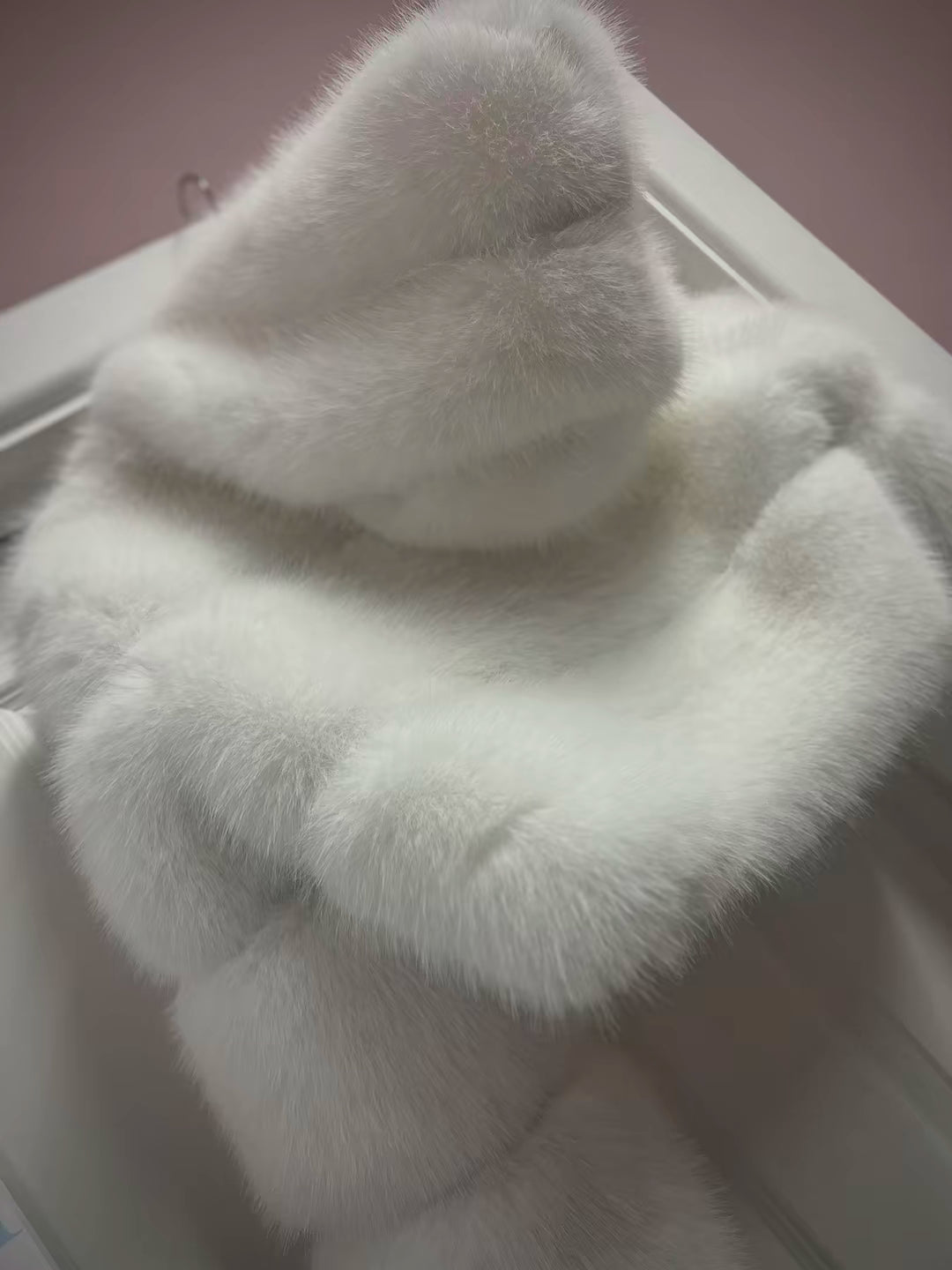 Luxury White Cropped Faux Fur Coat