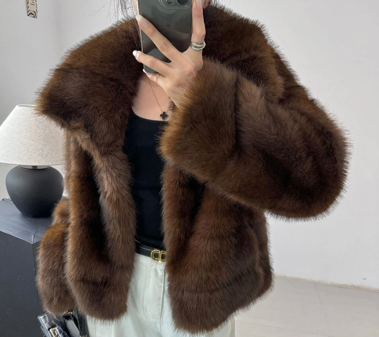Brown Faux Fur Coat