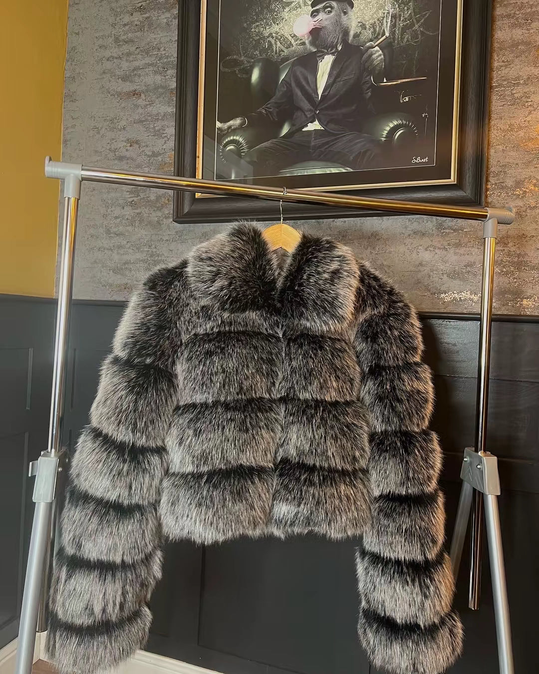 FoxGrey Collar Faux Fur Coat