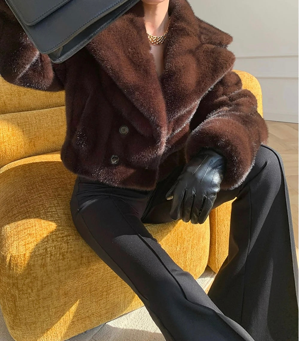 Brown Mink Faux Fur Coat