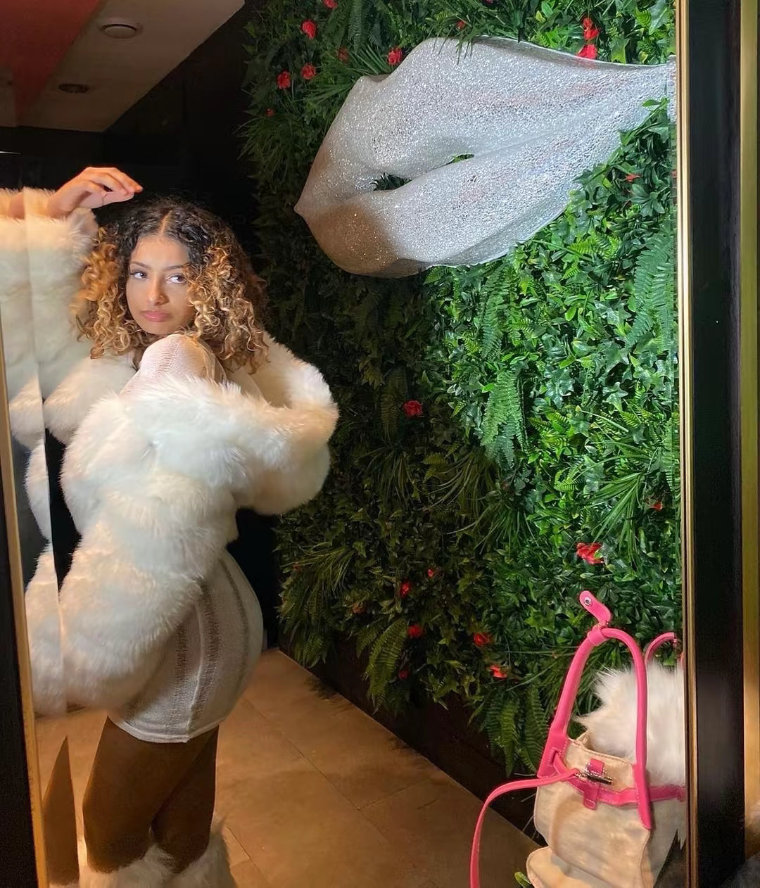 White Cropped Faux Fur Coat