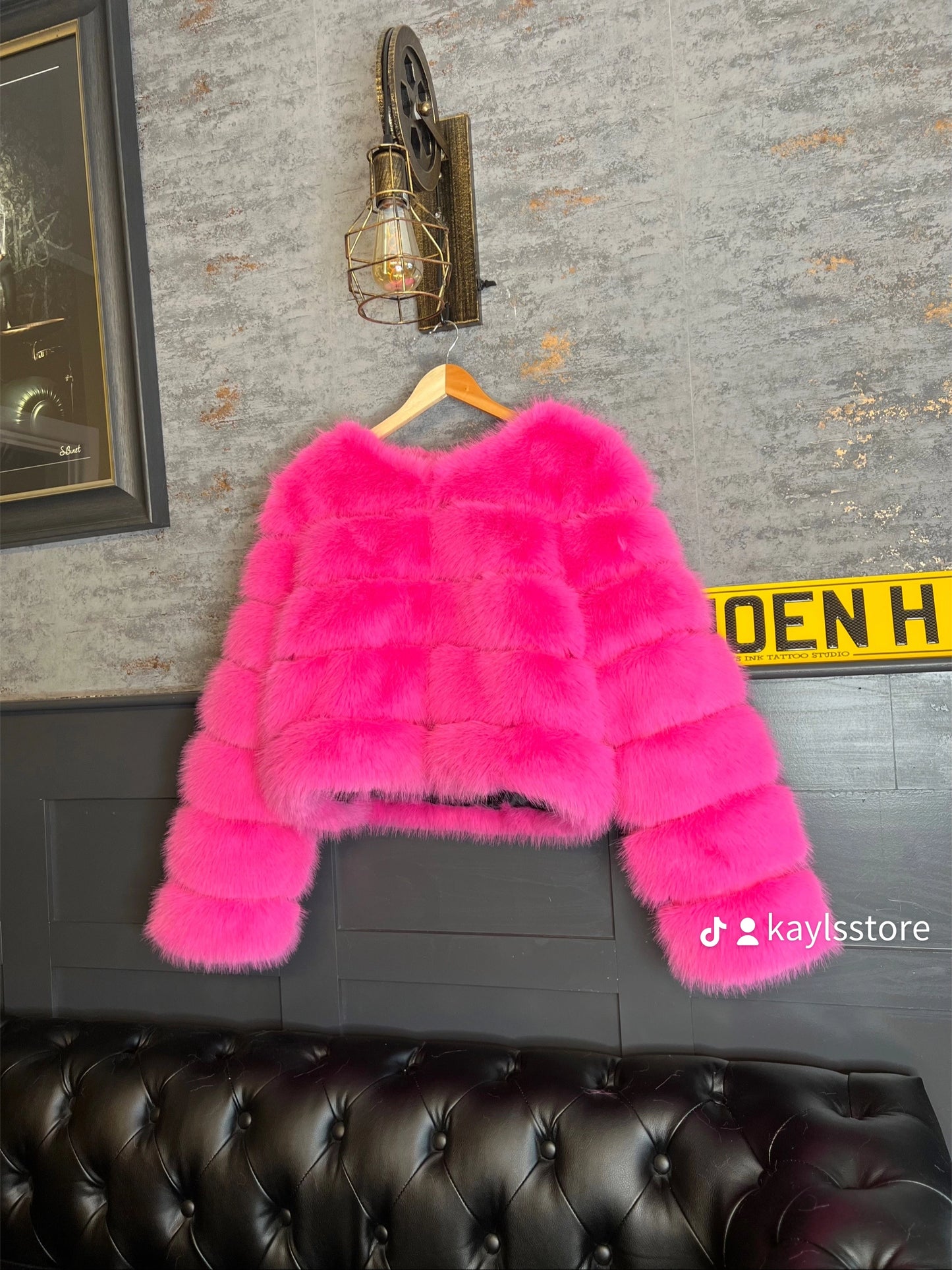 Hot Pink Faux Fur Coat