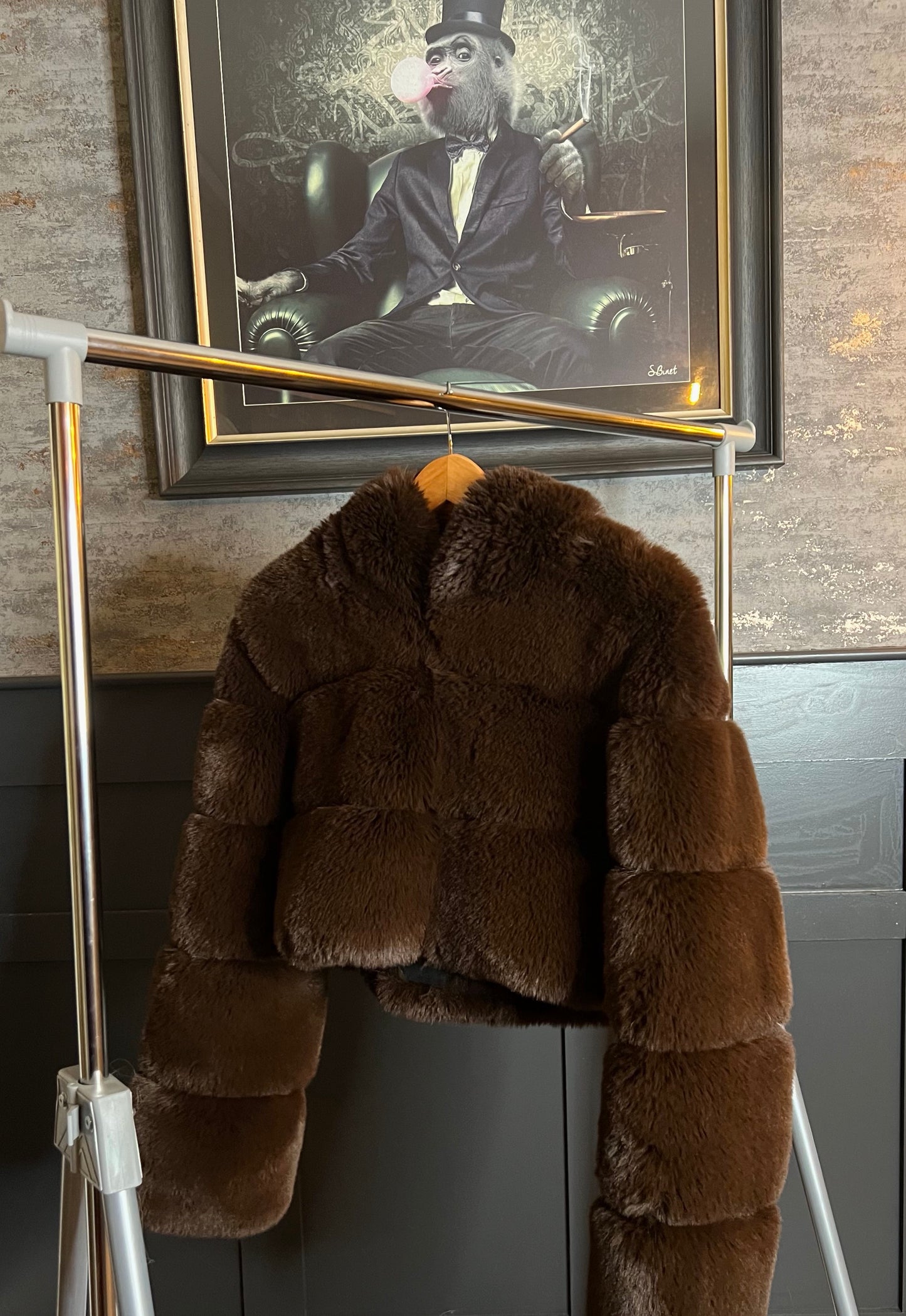 Brown Rabbit Faux Fur Coat