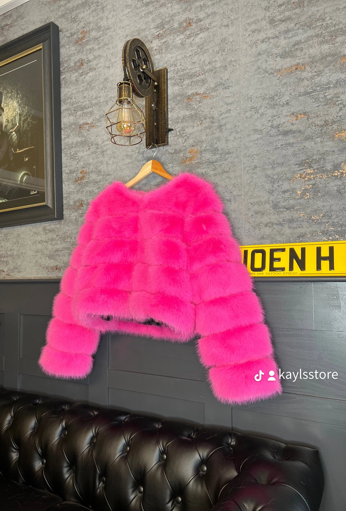 Hot Pink Faux Fur Coat