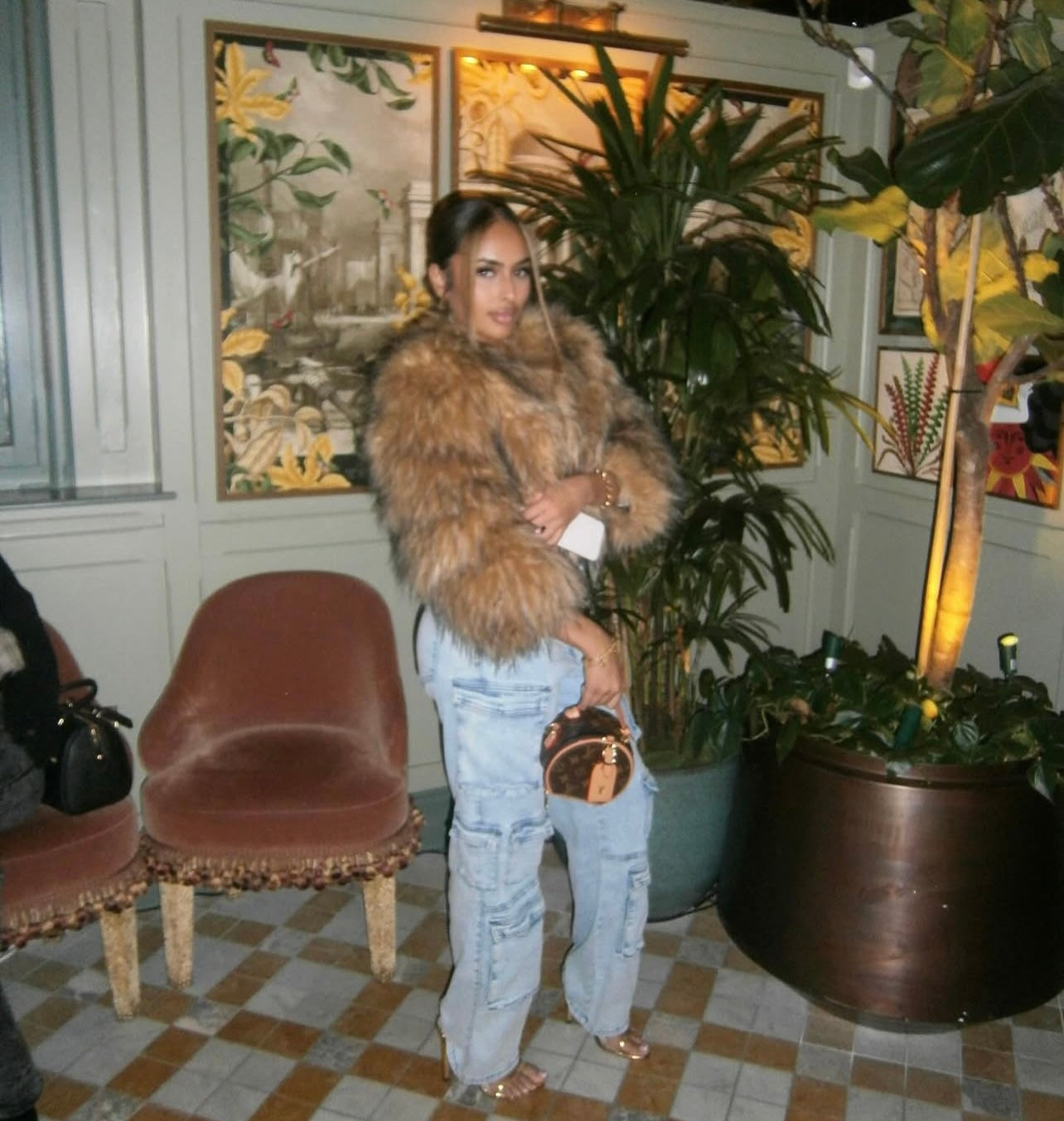 Faux Raccoon Cropped Fur Coat