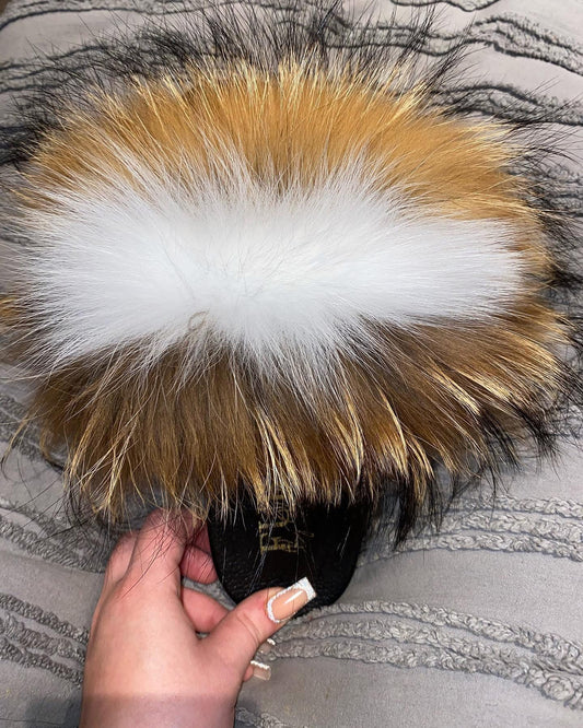 White&Raccoon|Fox&Raccoon Fur Sliders