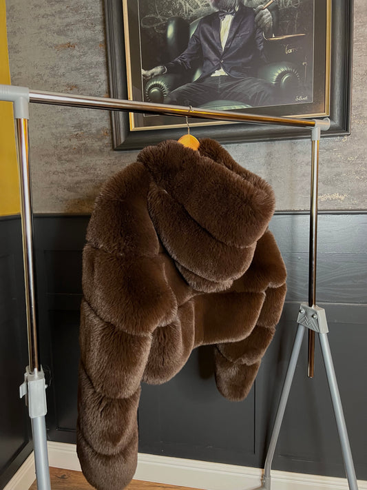 Brown Rabbit Faux Fur Coat