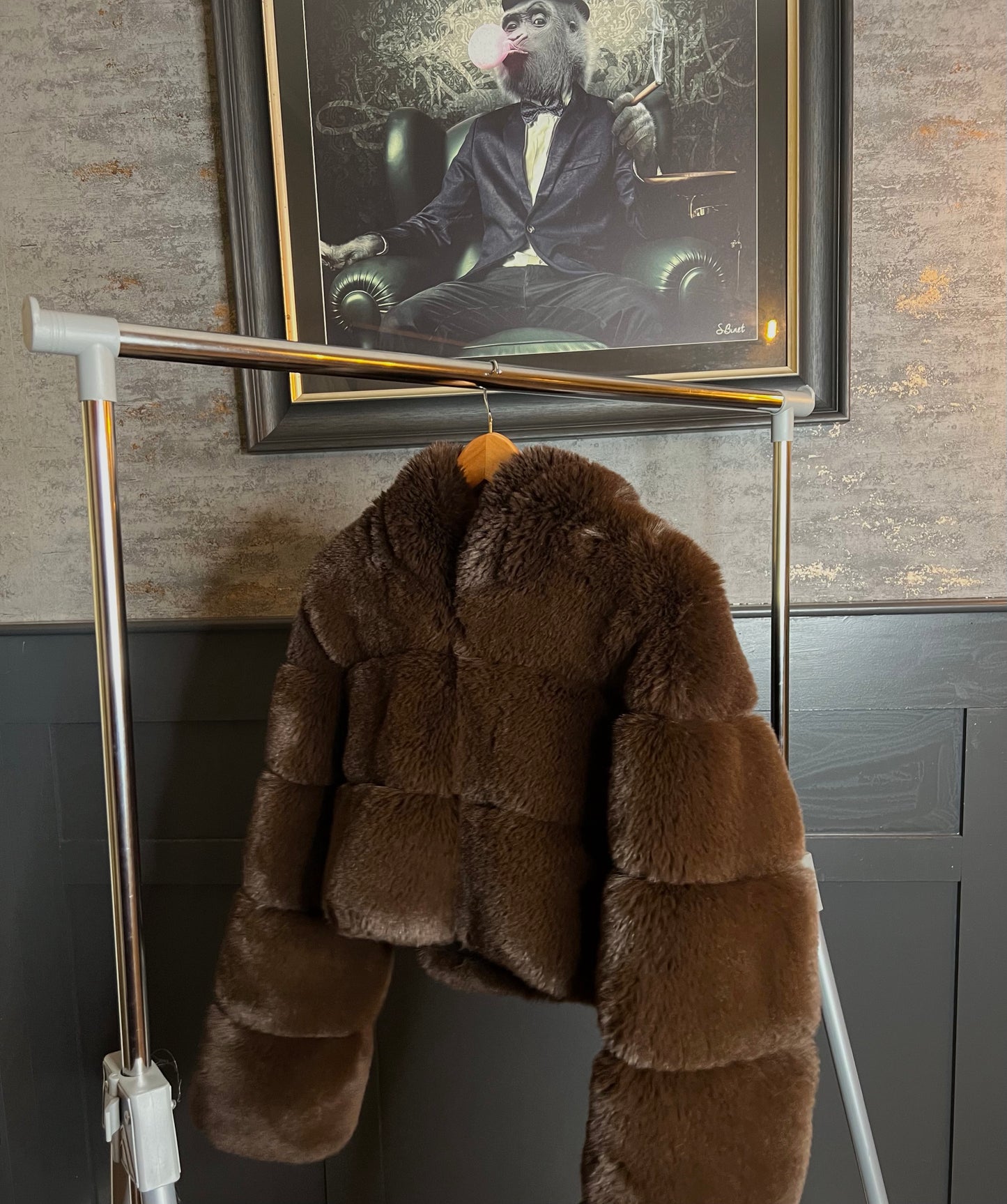 Brown Rabbit Faux Fur Coat