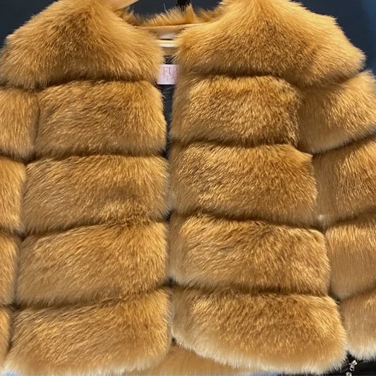 Caramel Faux Fur Coa85