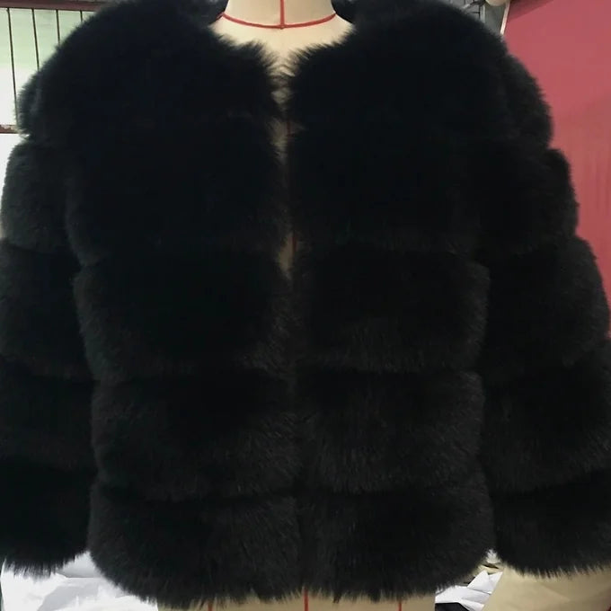Black Faux Fur Coat