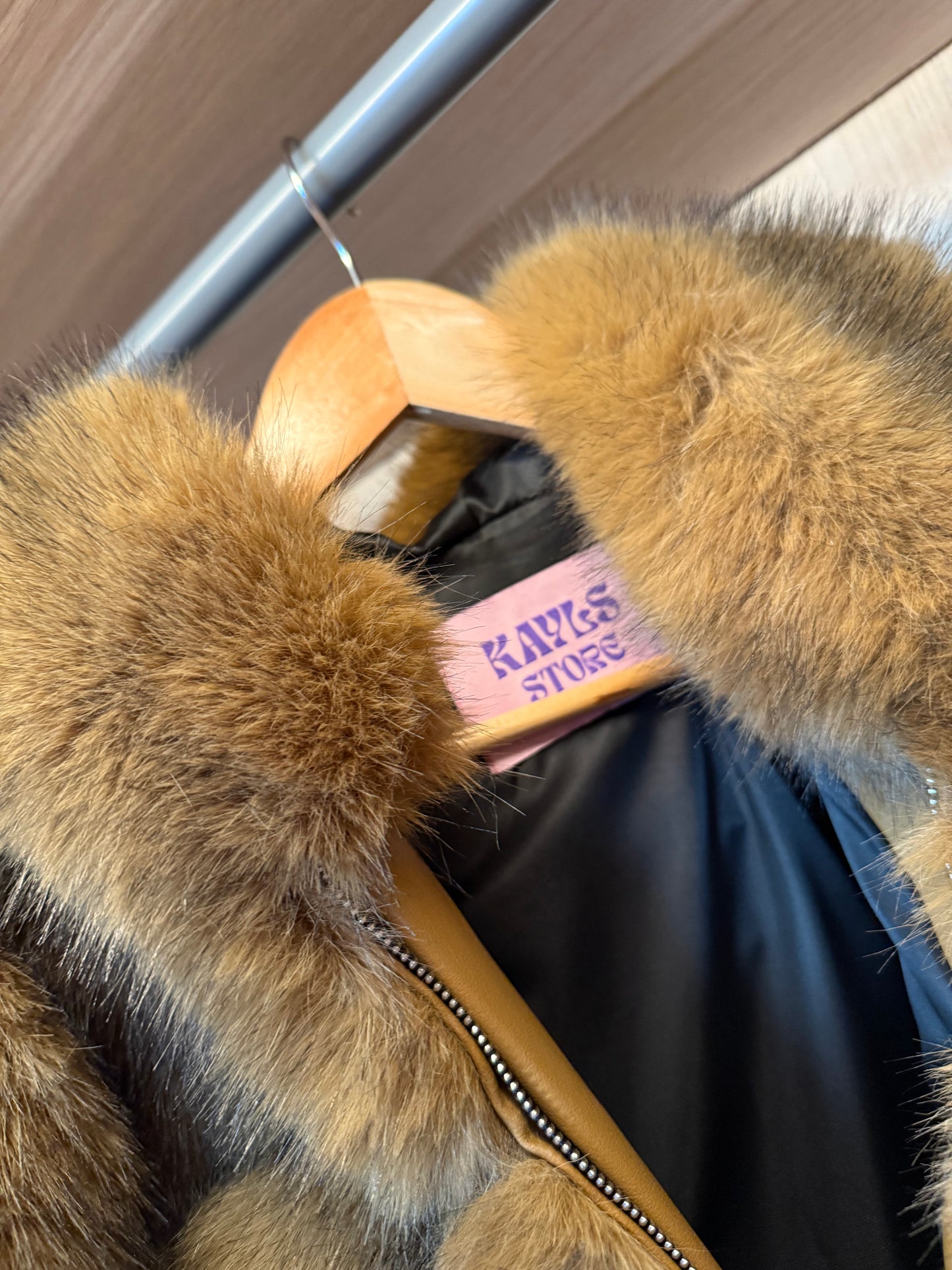 Faux brownish Cropped Hooded Fur Coat