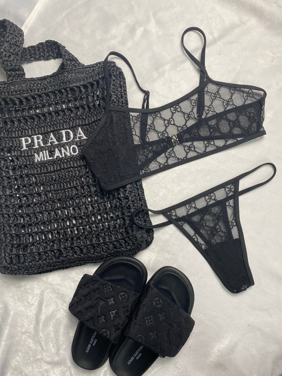 Black G Thong Underwear Set