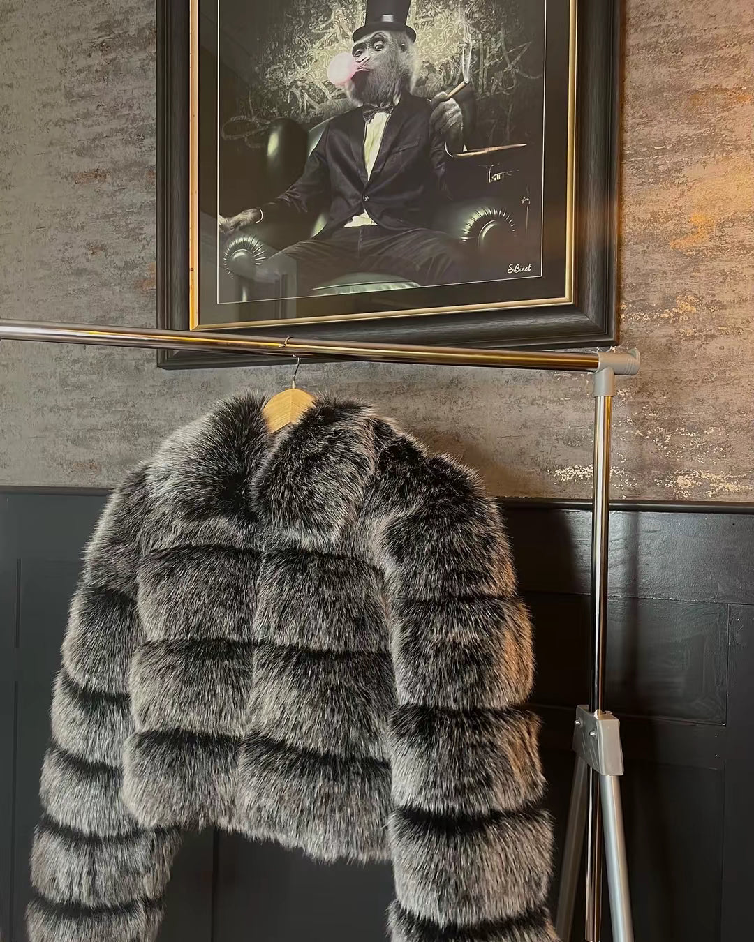 FoxGrey Collar Faux Fur Coat