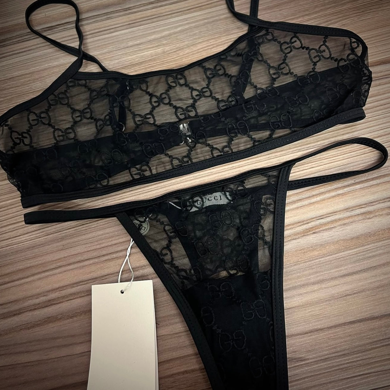 Black G Thong Underwear Set