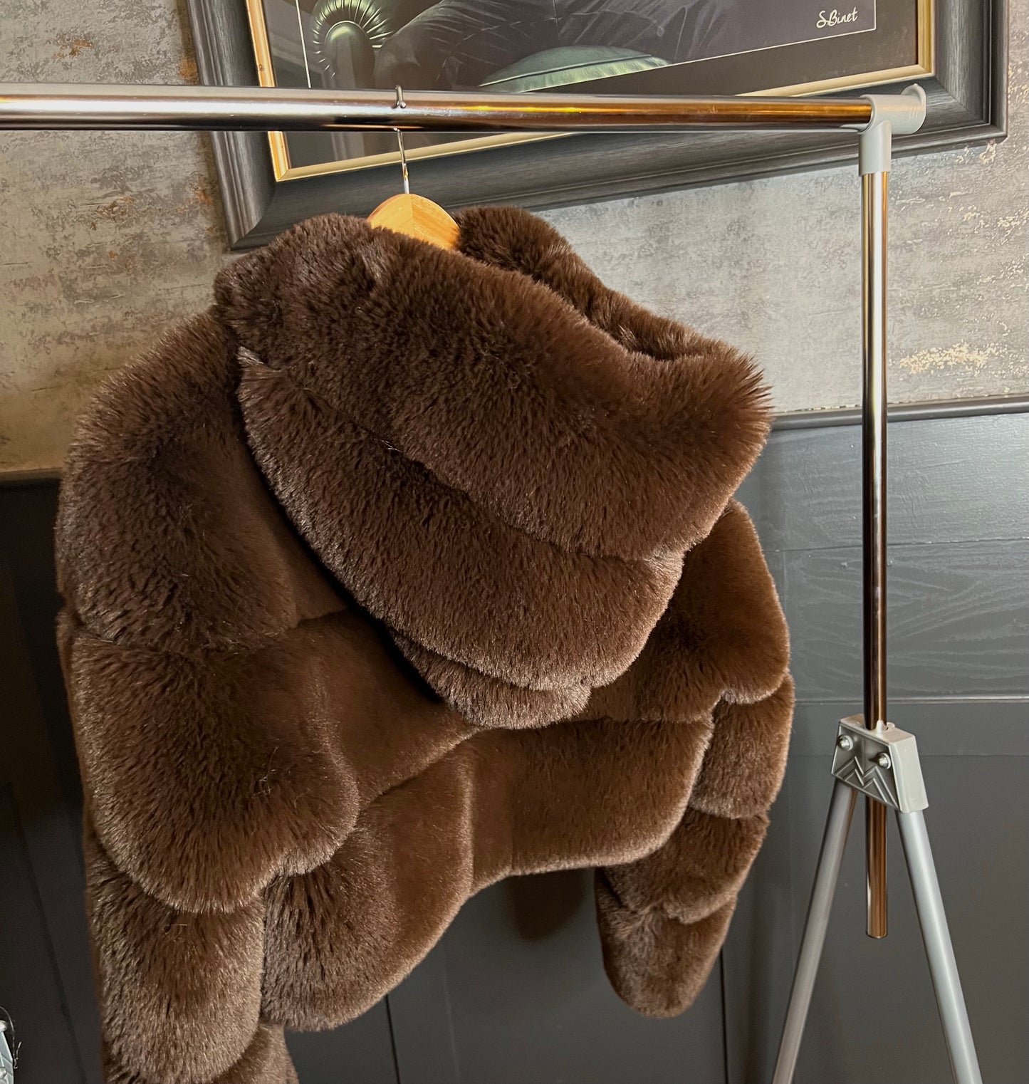 Brown Rabbit Faux Fur Coat