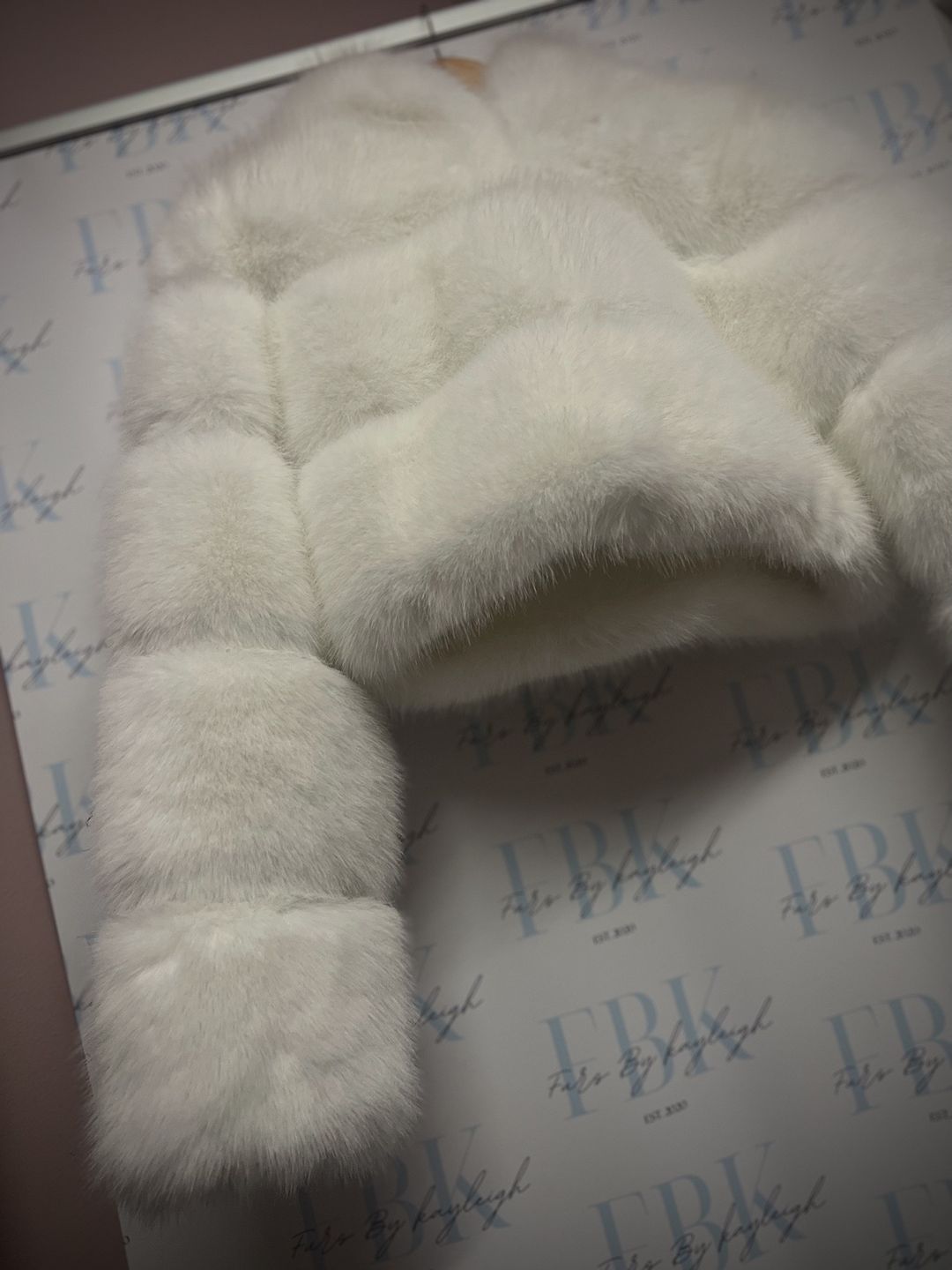 Luxury White Cropped Faux Fur Coat