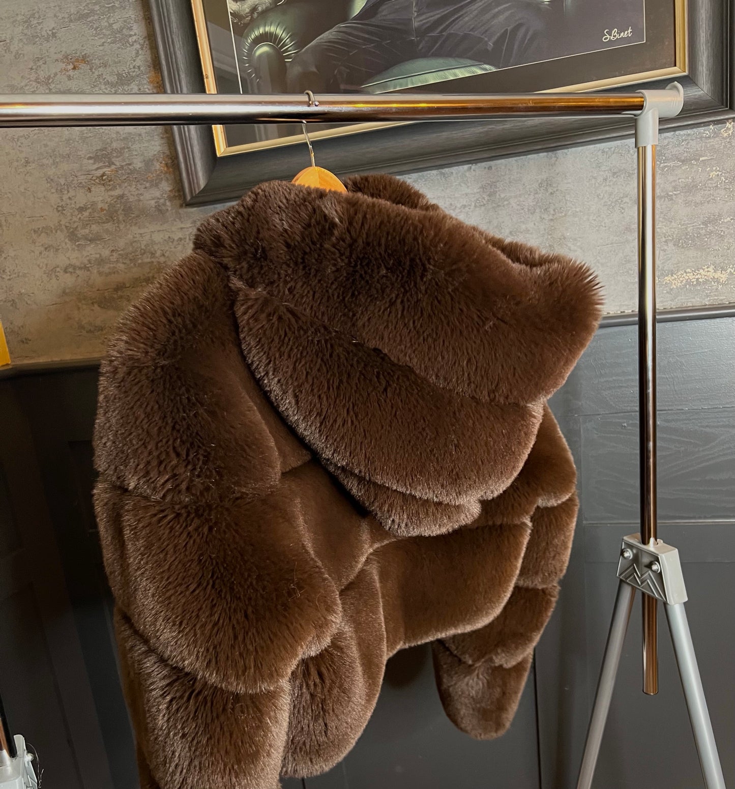 Brown Rabbit Faux Fur Coat