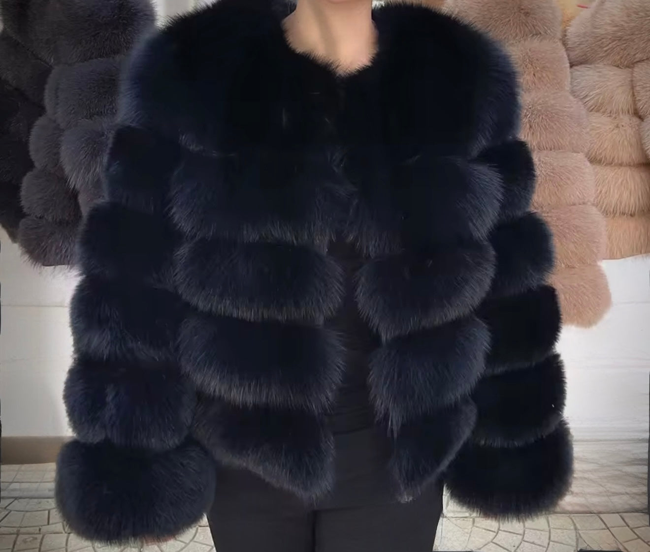 Black Real Fur Coat